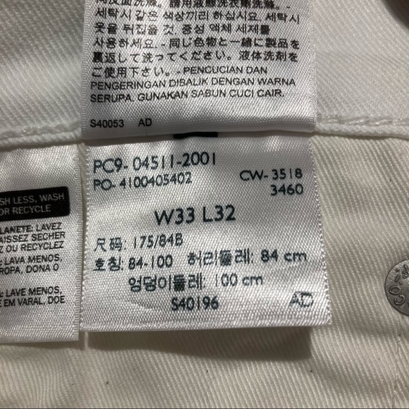 LEVI’S 511 Sz 33 x 32 Premium Denim White Jeans - Picture 12 of 12